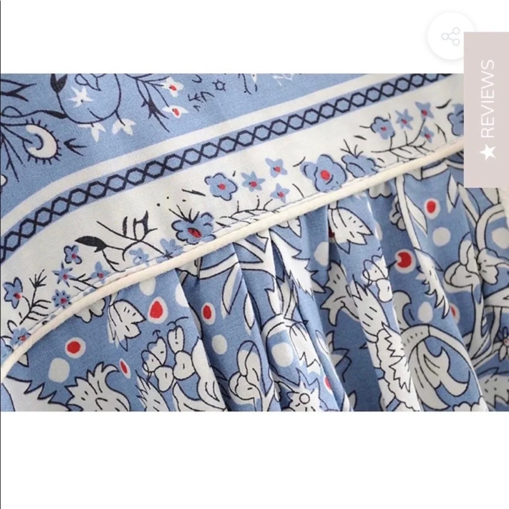 Goodnight Macaroon 'Katie' Bohemian Print Blue Tassel Dress - Picture 2 of 5
